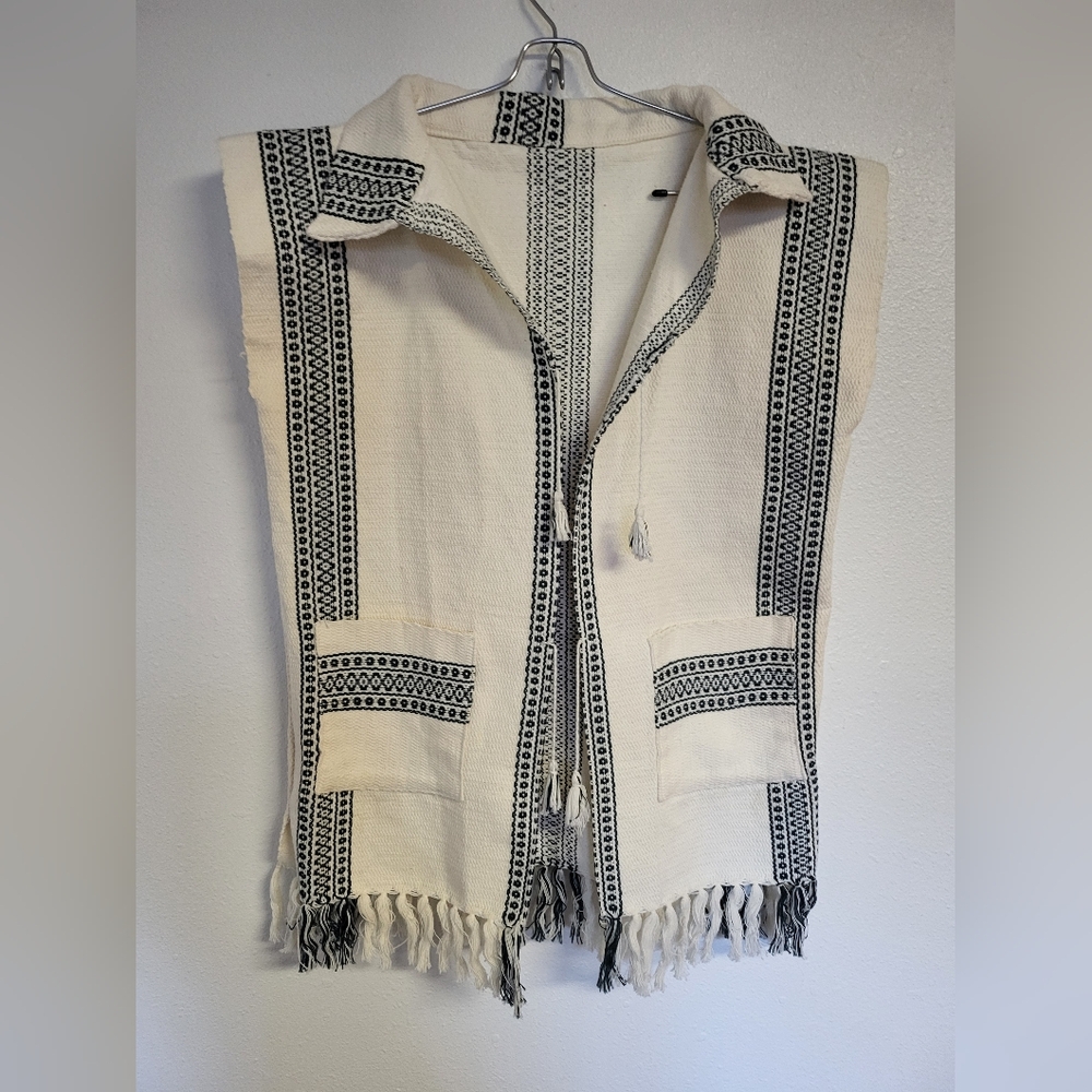 Bohemian Fringe Vest with Black Pattern